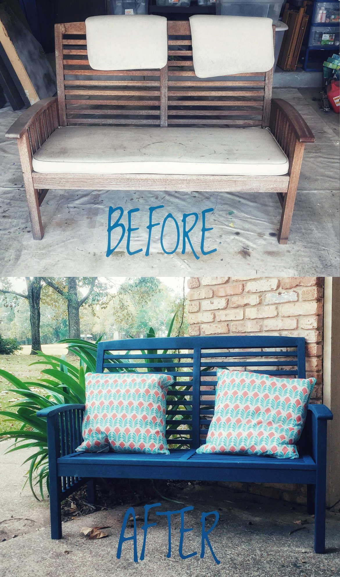 From Shabby to Chic - Outdoor Bench Upcycle - Capturing Happiness